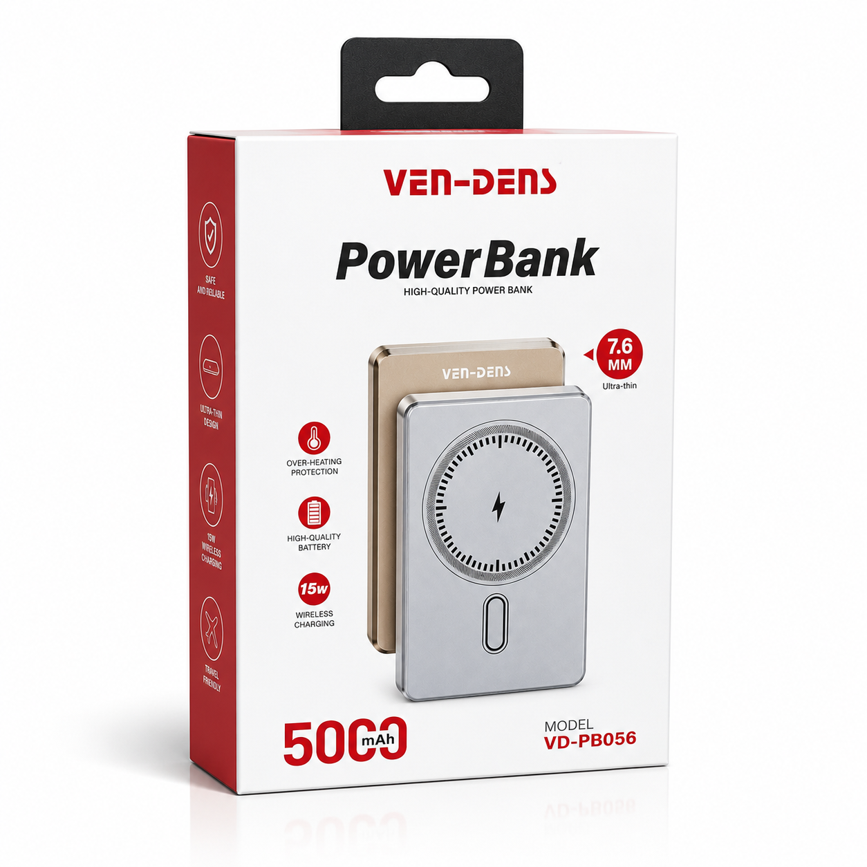 VEN-DENS 5000mAh Magnetic Wireless Power Bank – Ultra Slim 15W Fast Charging