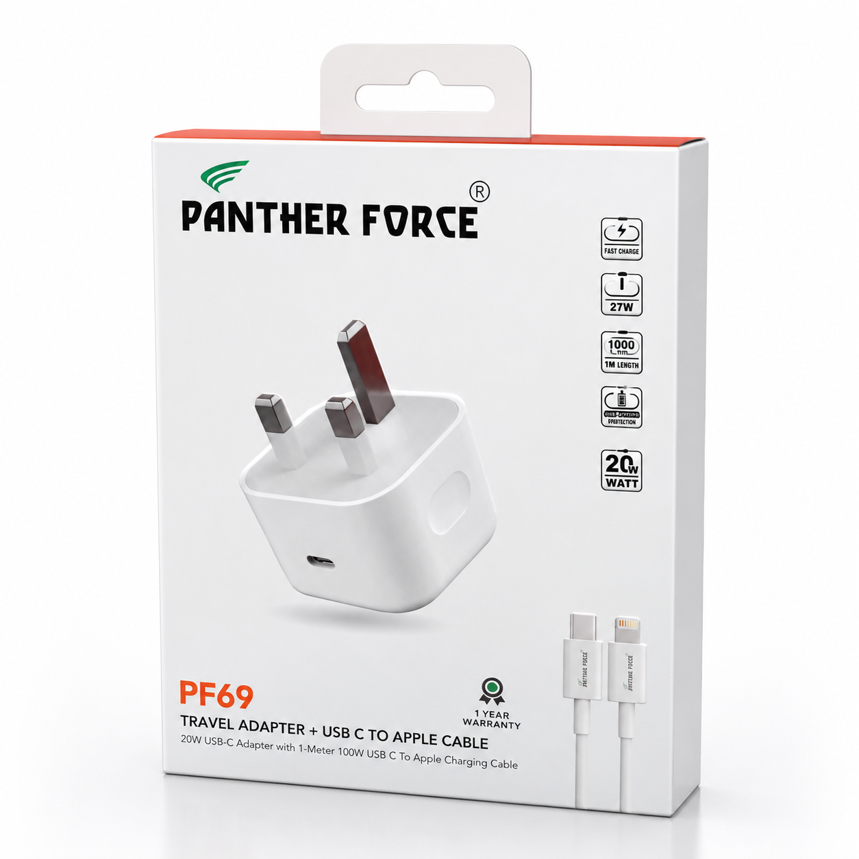 Panther Force 20W USB C Fast Charger UK Plug