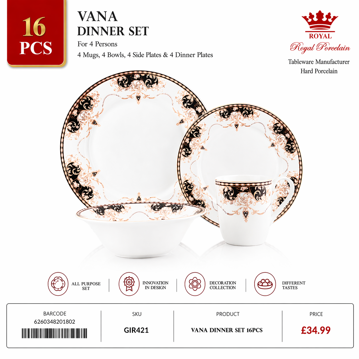 Vana Dinner Set 16PCS