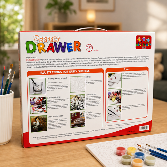 Perfect Drawer DIY Digital Oil Painting Kit Kids Paint by Numbers Art Gift Set