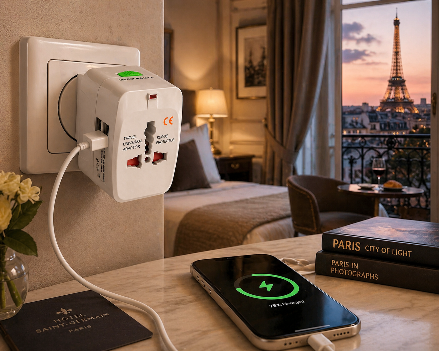 Universal Travel Adapter with USB – Worldwide Plug Adapter (150+ Countries)