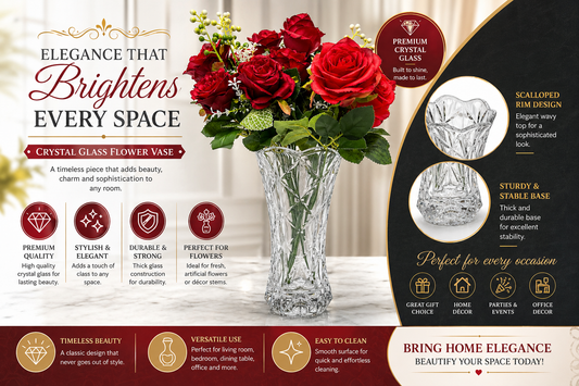 Crystal Cut Glass Flower Vase – Elegant Decorative Vase