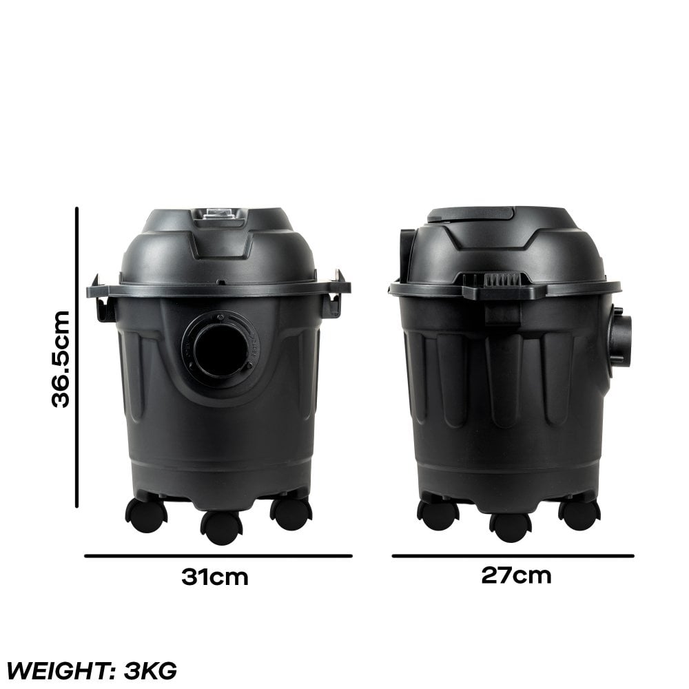 Daewoo 10L Black Wet & Dry Cylinder Vacuum Cleaner, 1000W