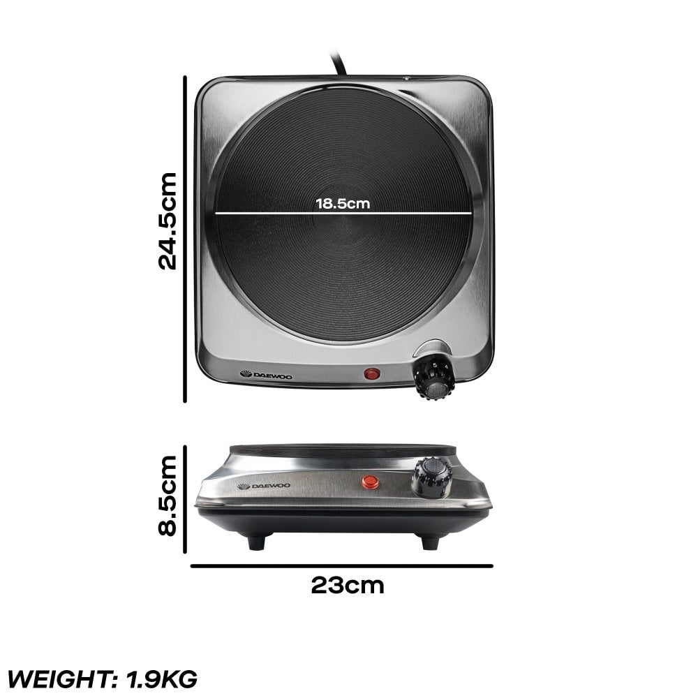 Daewoo Single Hot Plate – 1500W Portable Electric Hob