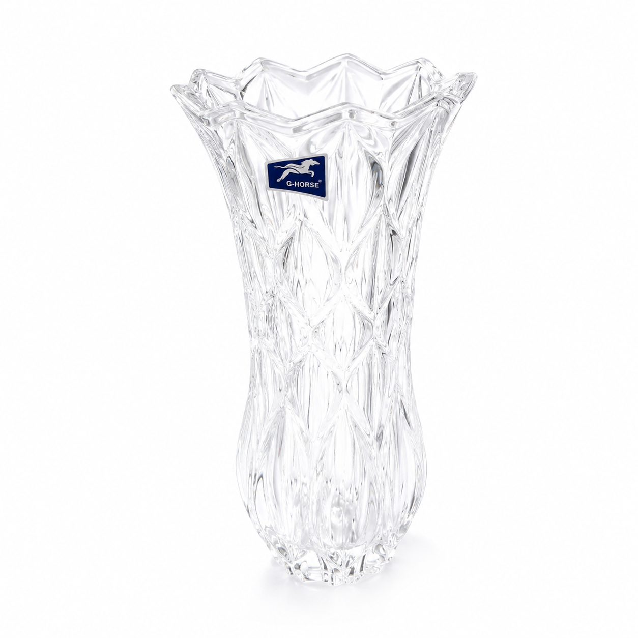 Crystal Glass Flower Vase Clear Decorative Table Centrepiece 15-20cm approx