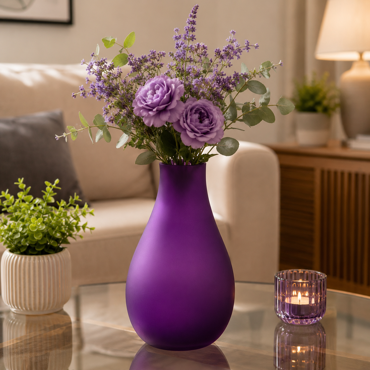 Purple Decorative Bottle Flower Vase 15–20cm