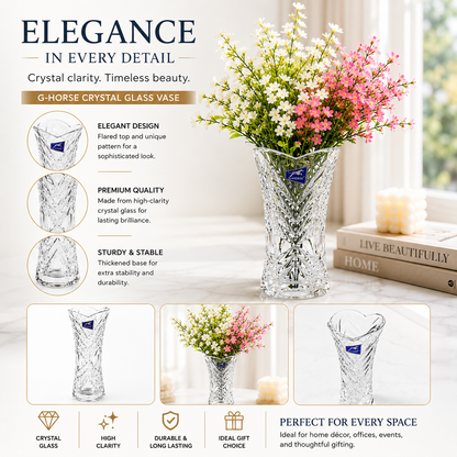 Crystal Glass Flower Vase Clear 15-20cm appox