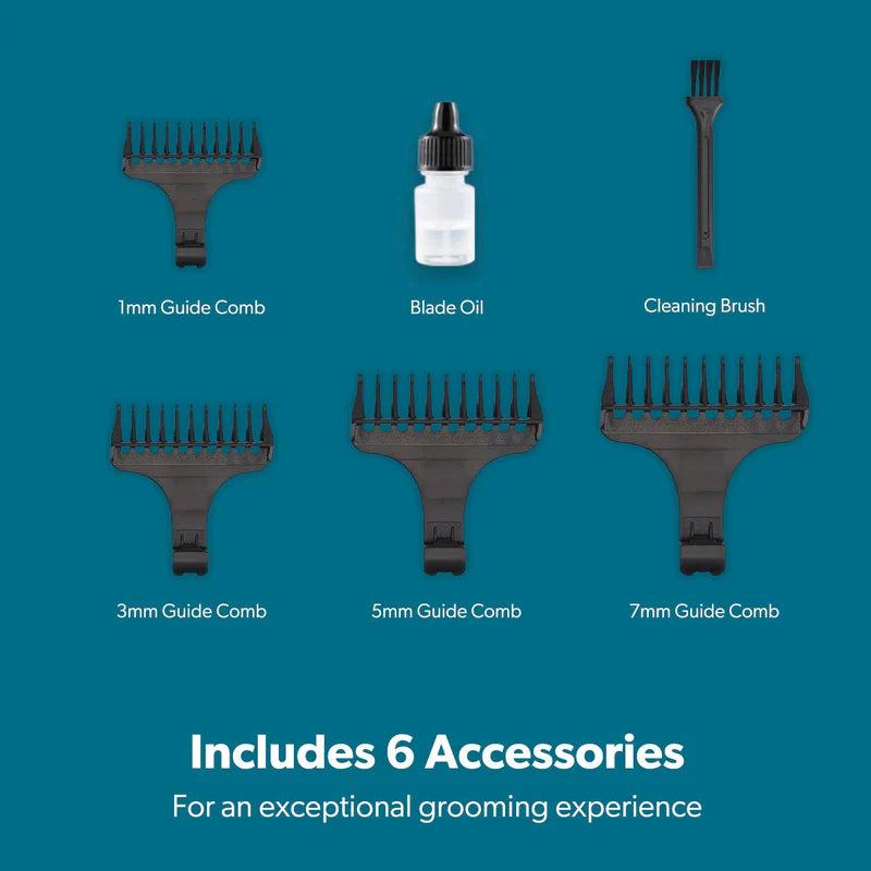 GEEPAS Brushed Stainless Steel Electric Rechargeable Hair & Beard Trimmer