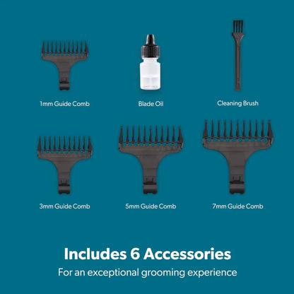 GEEPAS Brushed Stainless Steel Electric Rechargeable Hair & Beard Trimmer