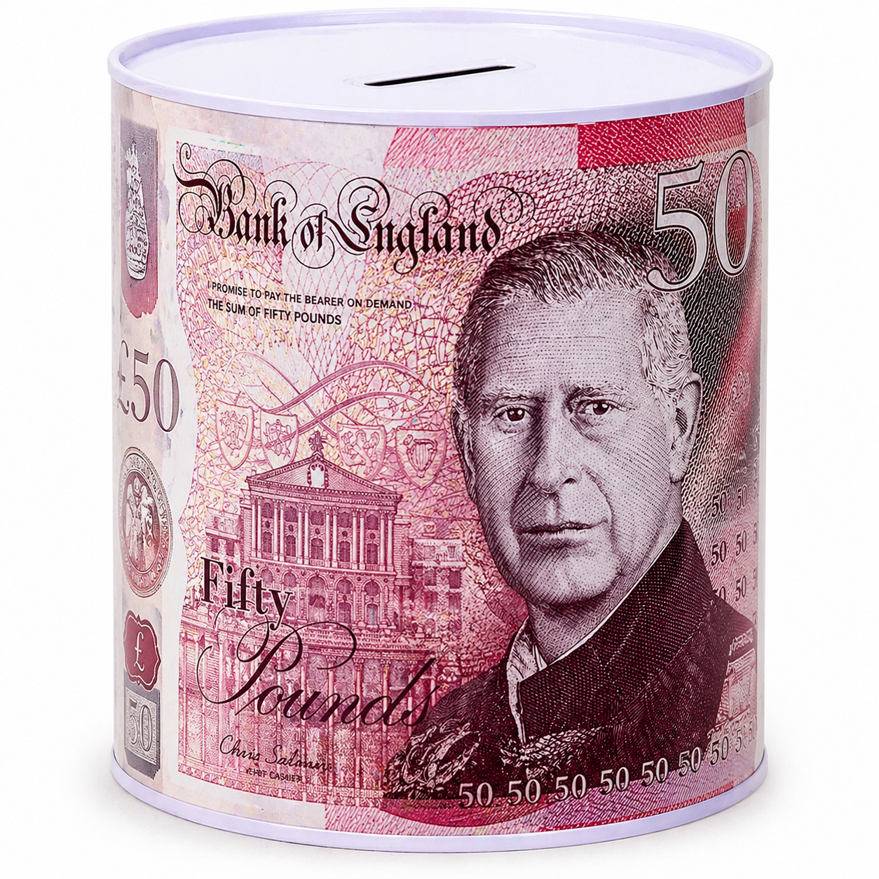 Money Tin Savings Bank – Metal Coin Box with Printed Banknote Designs, Available in 4 Sizes (Small, Medium, Large, Extra Large)