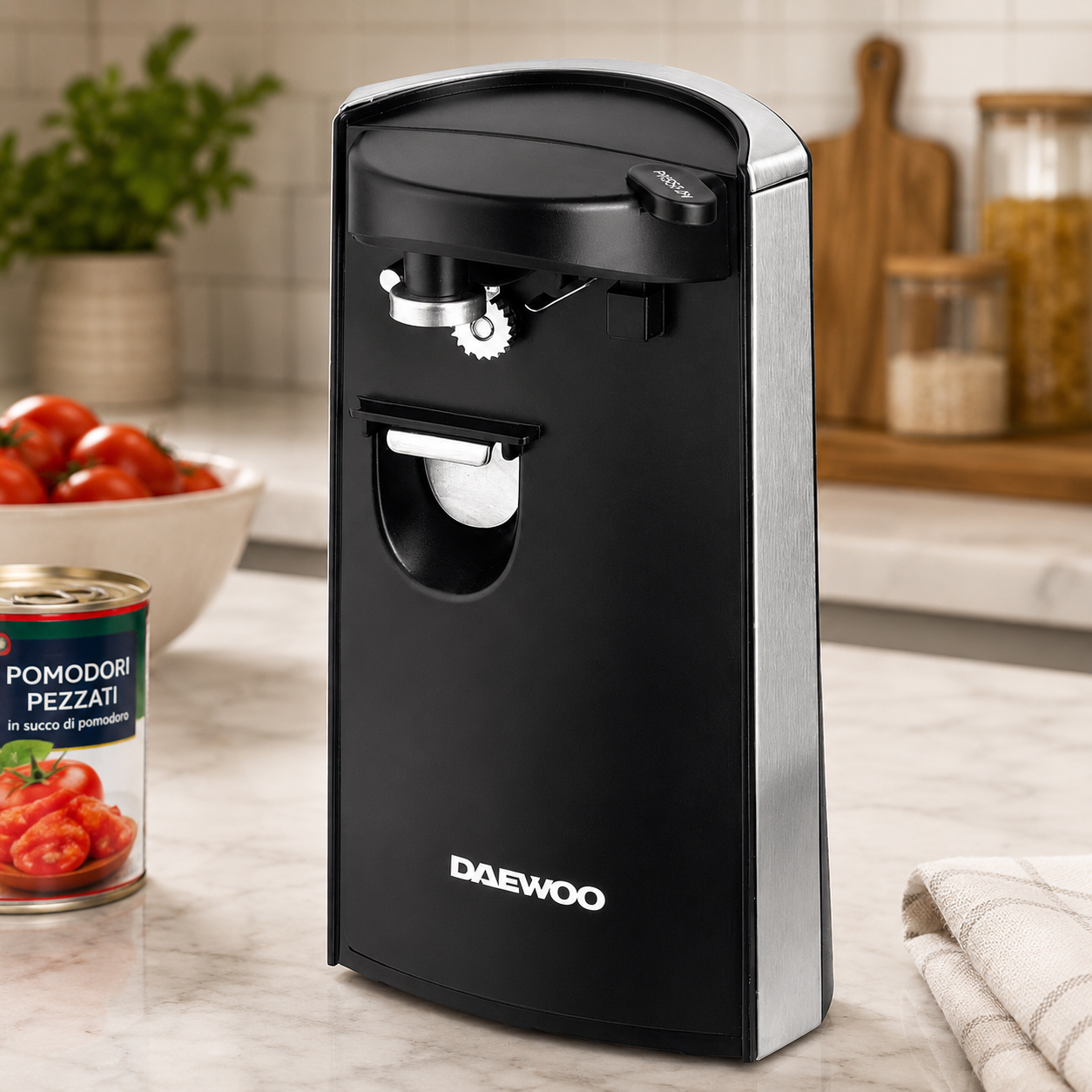 Daewoo 3-in-1 Electric Can Opener, Knife Sharpener & Bottle Opener