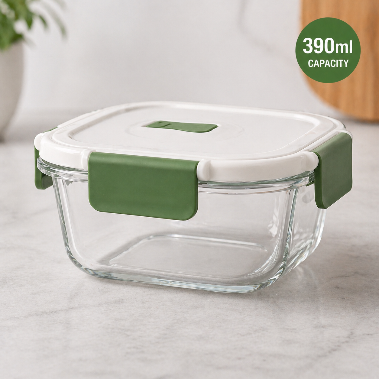Borosilicate Square Glass Food Container 390ml, 520ml, 800ml