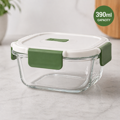 Borosilicate Square Glass Food Container 390ml, 520ml, 800ml