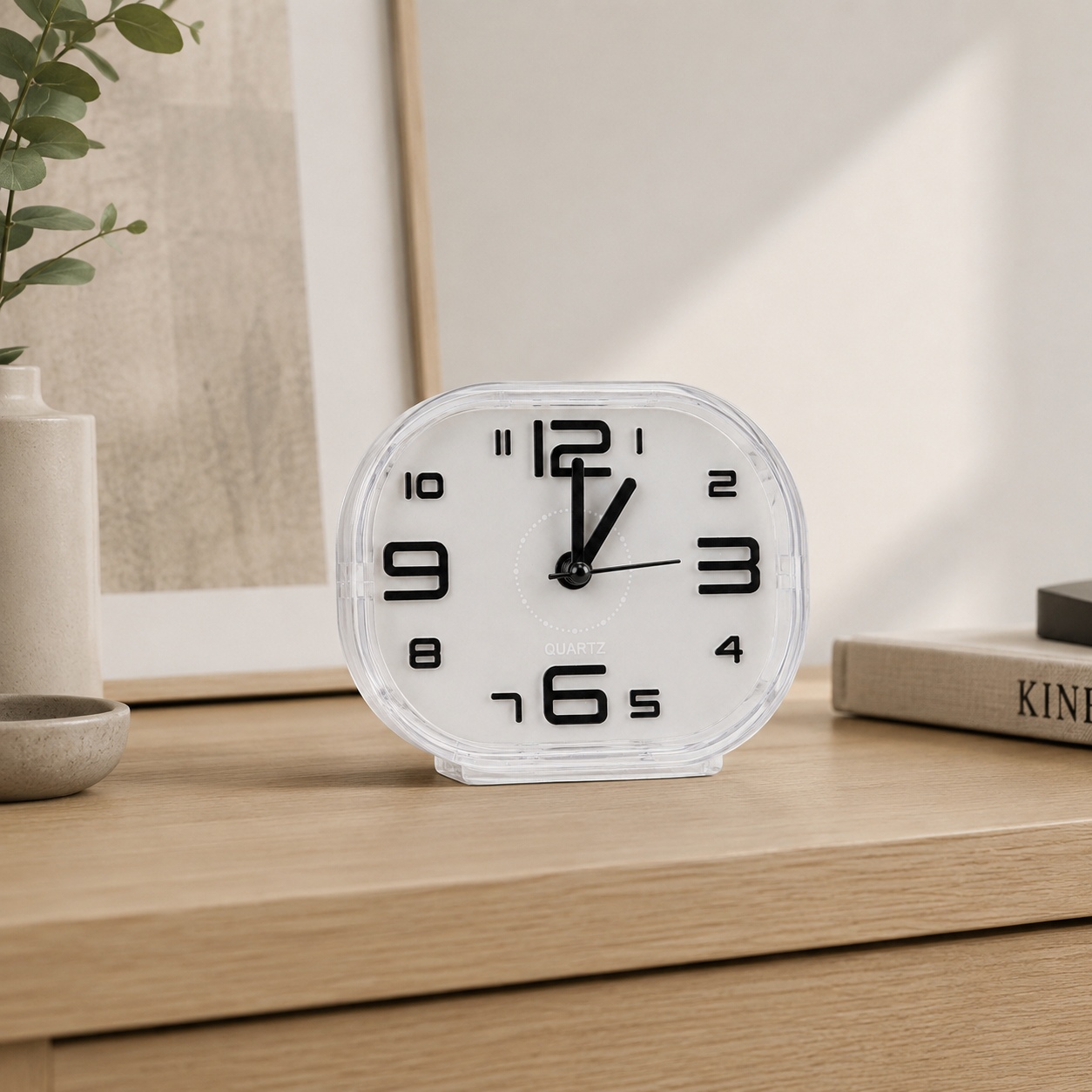 Mini Tabletop Alarm Clock -Compact Quartz Desk Clock