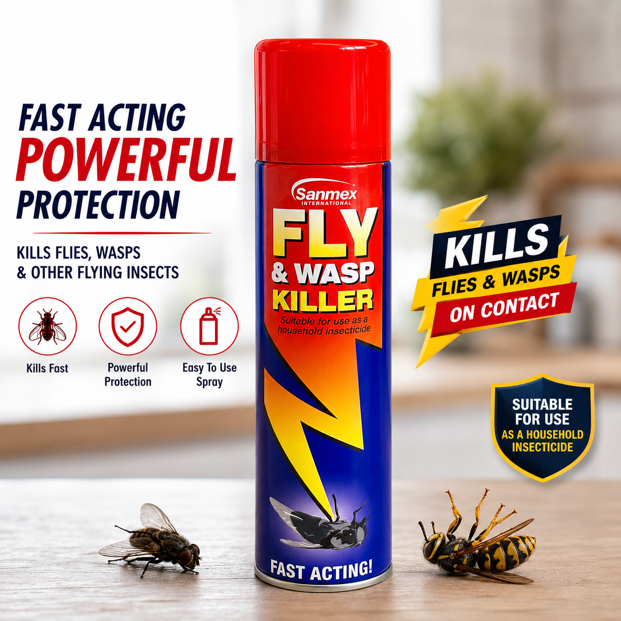 Sanmex Fly & Wasp Killer Spray – Fast Acting Household Insecticide