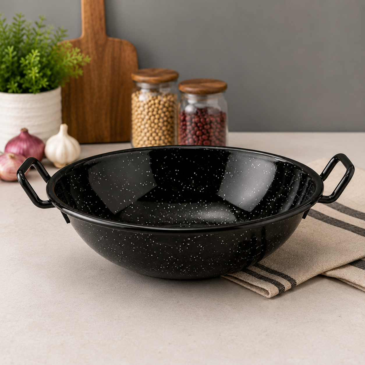 Premium Enamel Kadai – Heavy Duty Non-Stick Cooking Wok