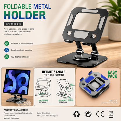 Foldable Metal Tablet & Phone Stand Adjustable Desktop Holder Stand for 4-16 Inch Devices