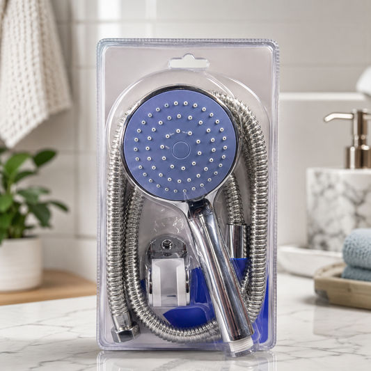 Bathroom Shower Head Kit with Hose Bracket Chrome Finish