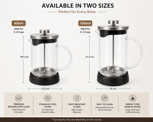 Large Capacity French Press Coffee Maker Set – 800ml & 1000ml