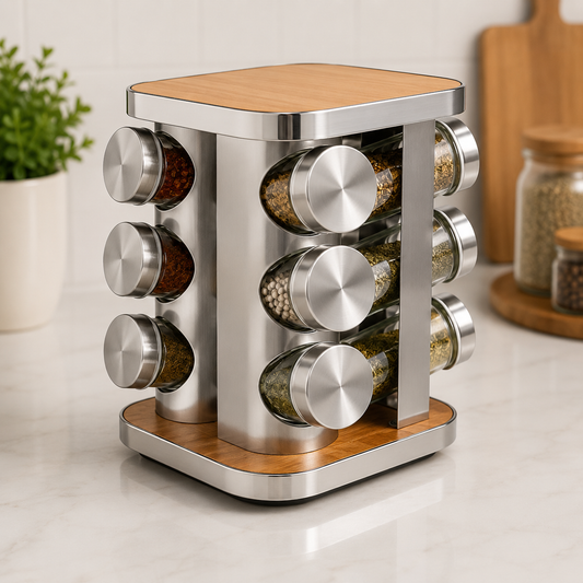 12 Jar Rotating Spice Carousel Rack