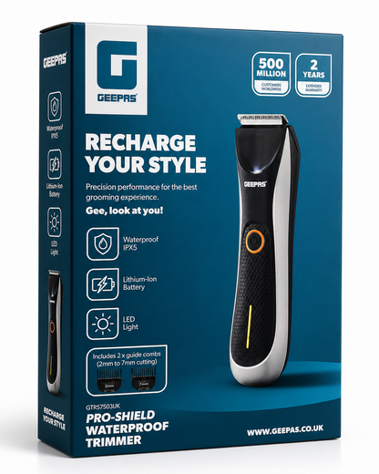 GEEPAS Pro-Shield Hair & Beard Trimmer with Light