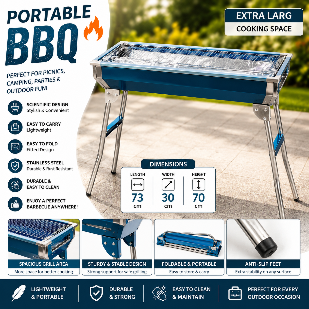 Extra Large Portable BBQ Grill Stand