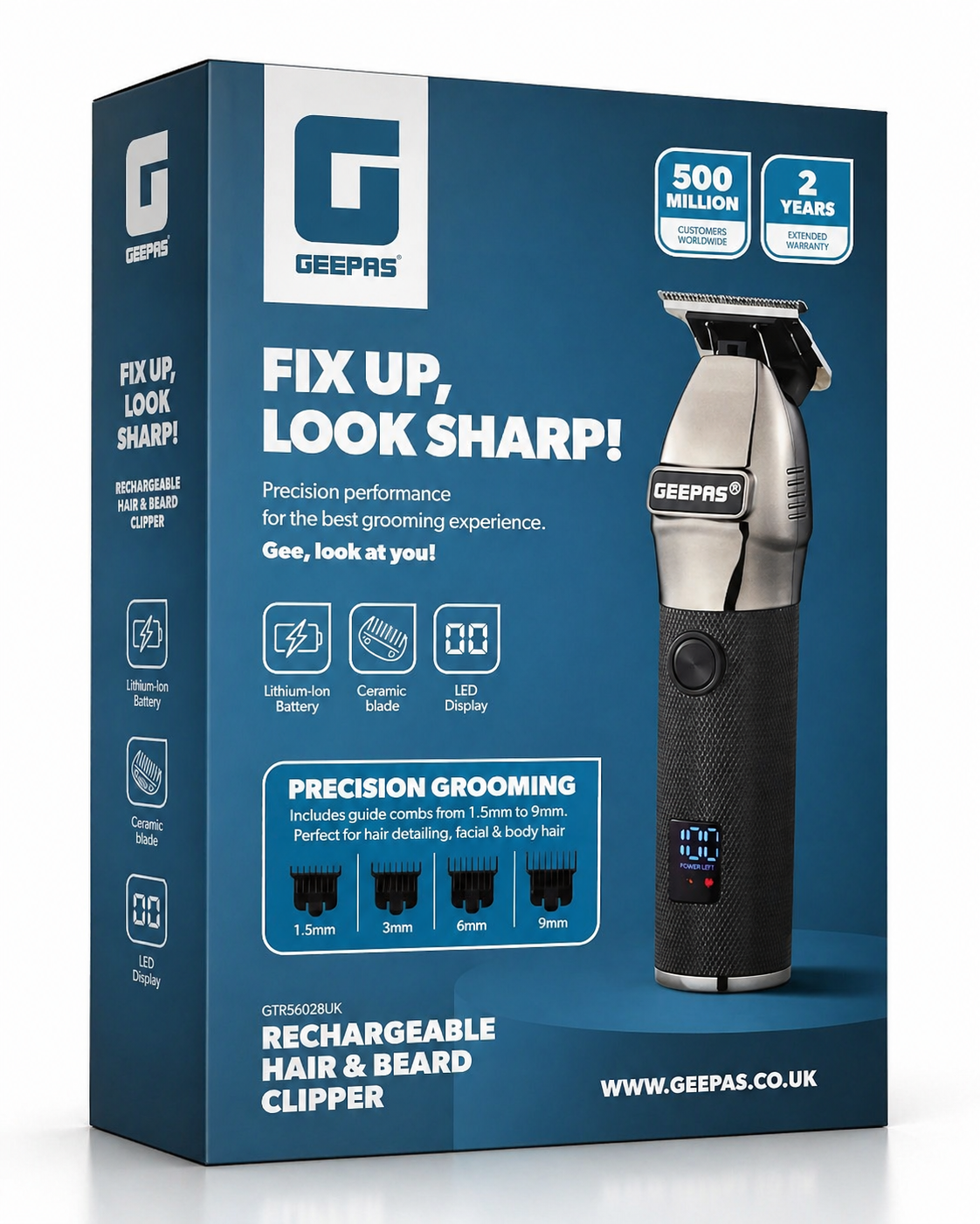 GEEPAS 4-in-1 Rechargeable Trimmer and Clipper with LED Display