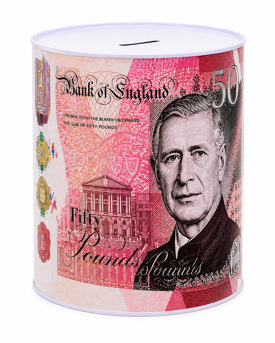 Money Tin Savings Bank – Metal Coin Box with Printed Banknote Designs, Available in 4 Sizes (Small, Medium, Large, Extra Large)