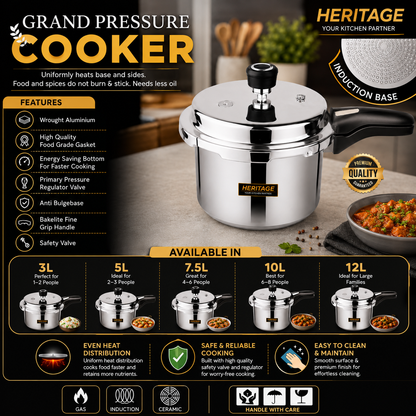 Heritage Aluminium Induction Base Pressure Cooker