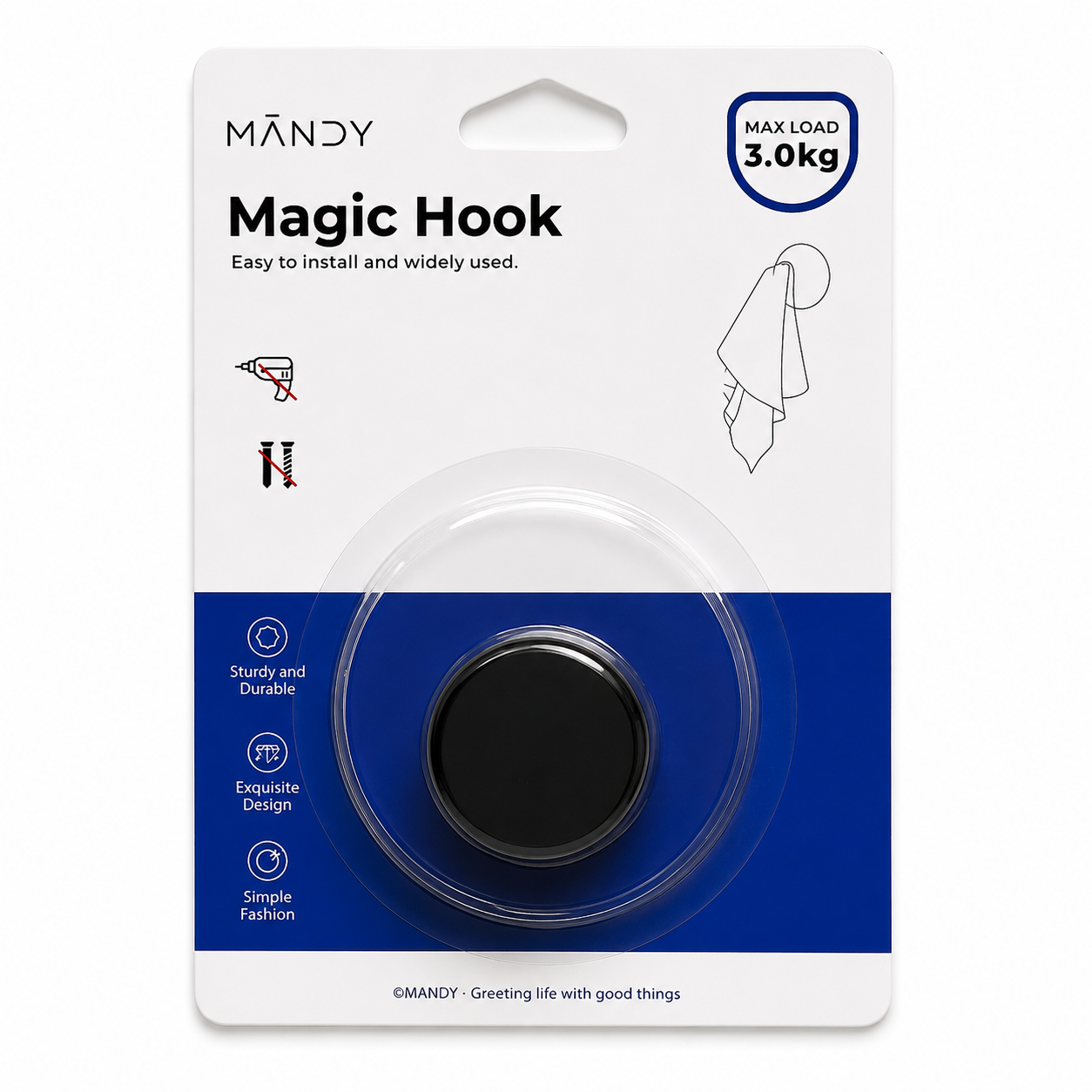 Magic Hook- Self Adhesive Wall Hook and Heavy Duty