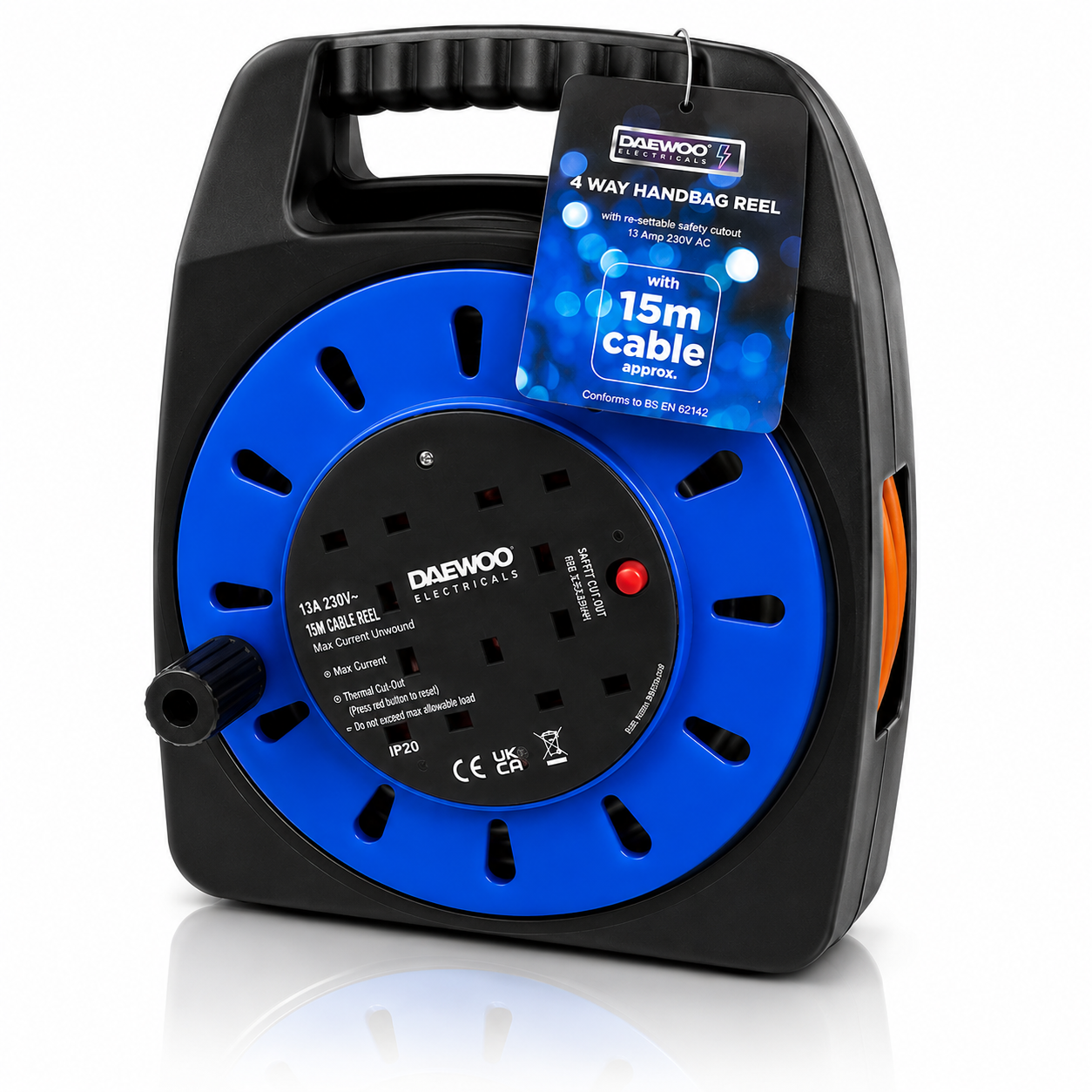 4 Way Extension Cable Reel Heavy Duty Power Lead 15M | 25M