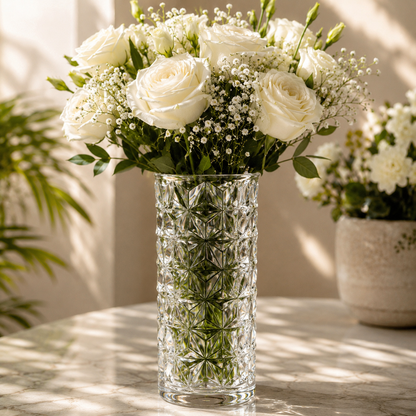 Luxury Crystal Style Flower Vase Clear Plastic