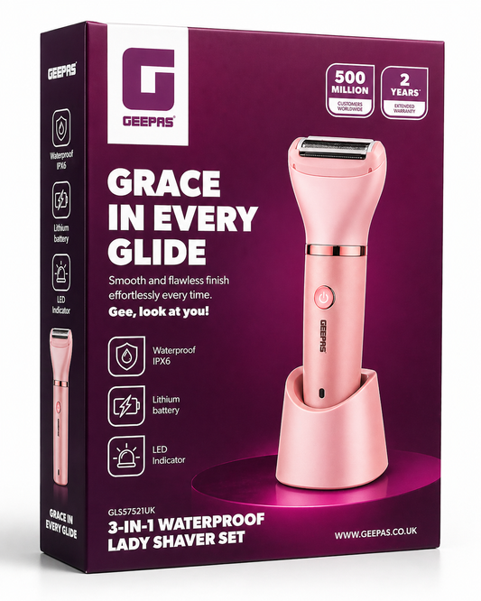 GEEPAS 3-in-1 Waterproof Lady Shaver Set