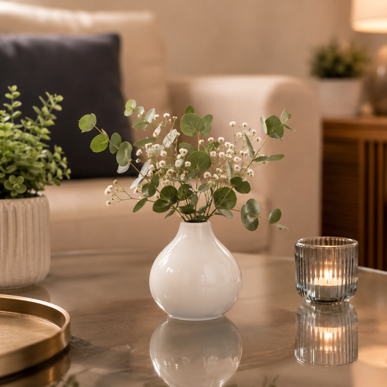 White Gloss Round Flower Vase 5–10cm