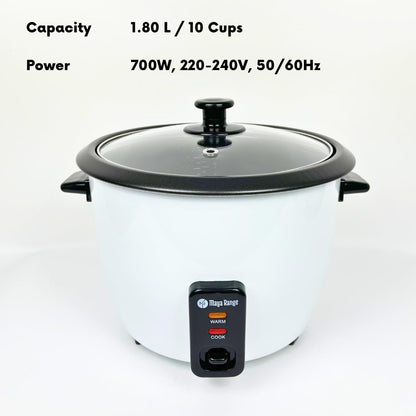 Maya Range Electric Rice Cooker & Steamer - 1.8L (10 Cups)