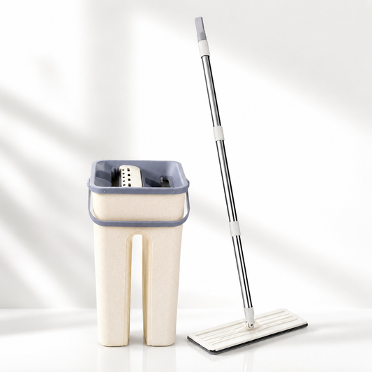 Flat Mop & Bucket  5L with 2 MicroFibre Mop Heads