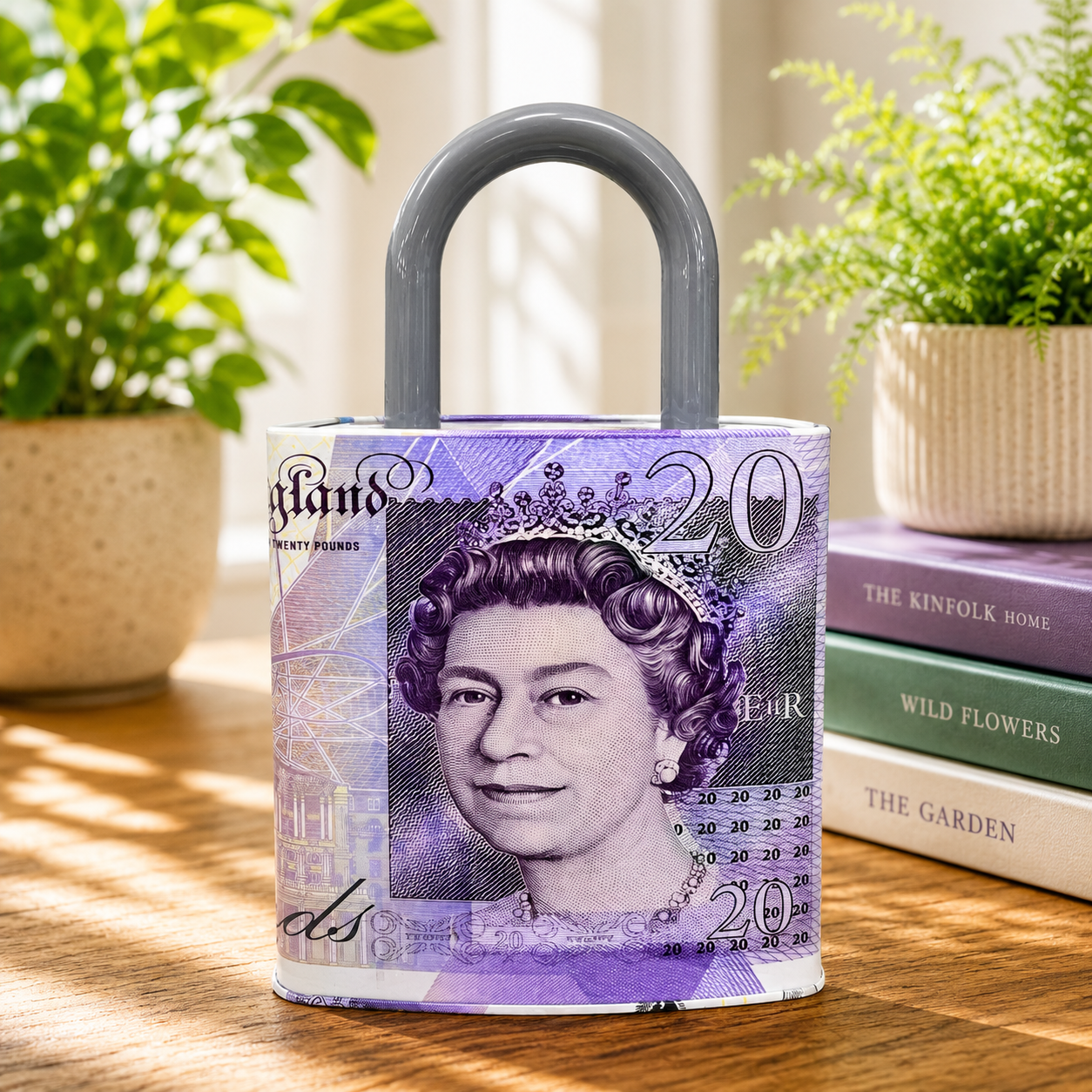 Currency Lock Money Box Tin -4 Pound Note Designs