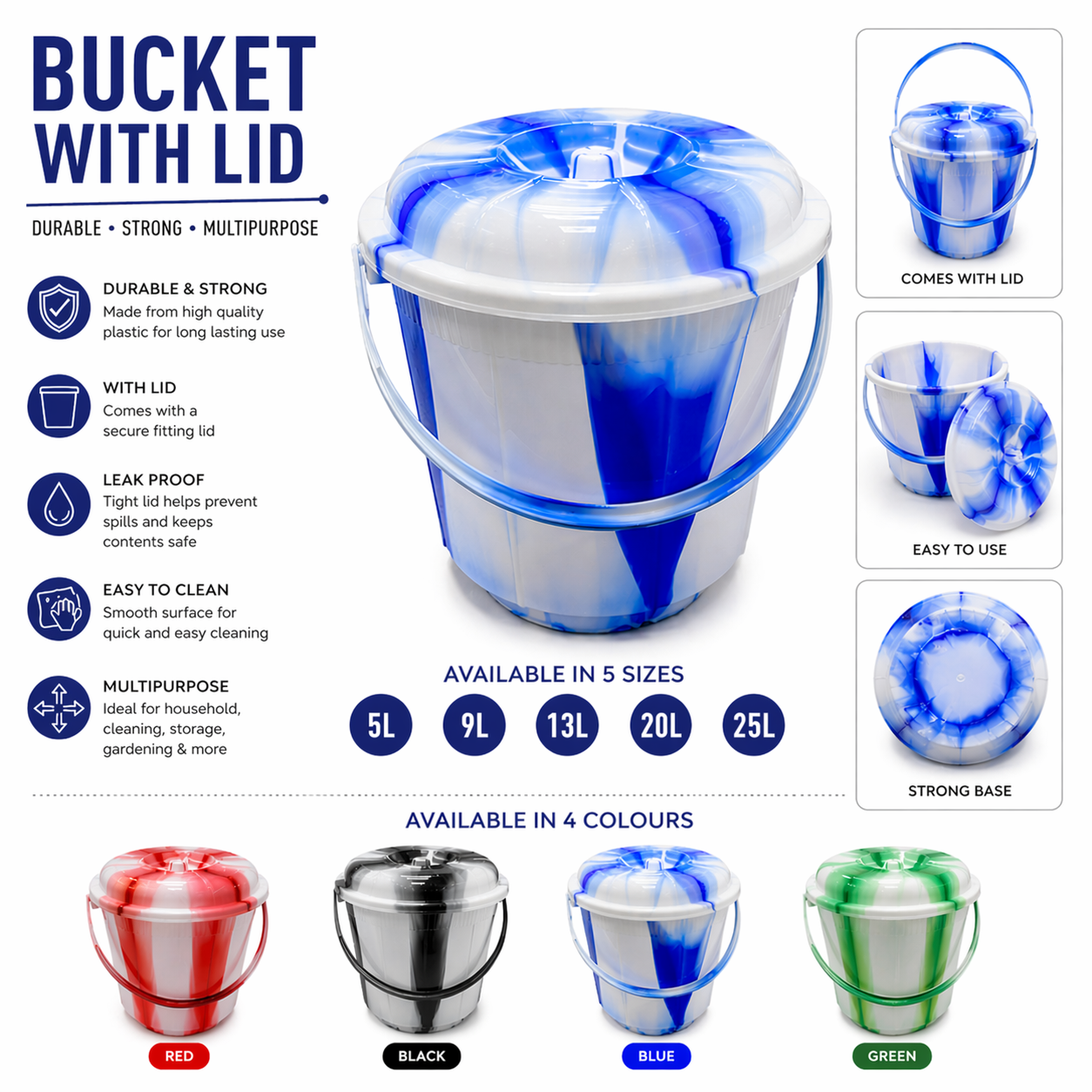 Bucket with Lid 5L, 9L, 13L, 20L, 25L