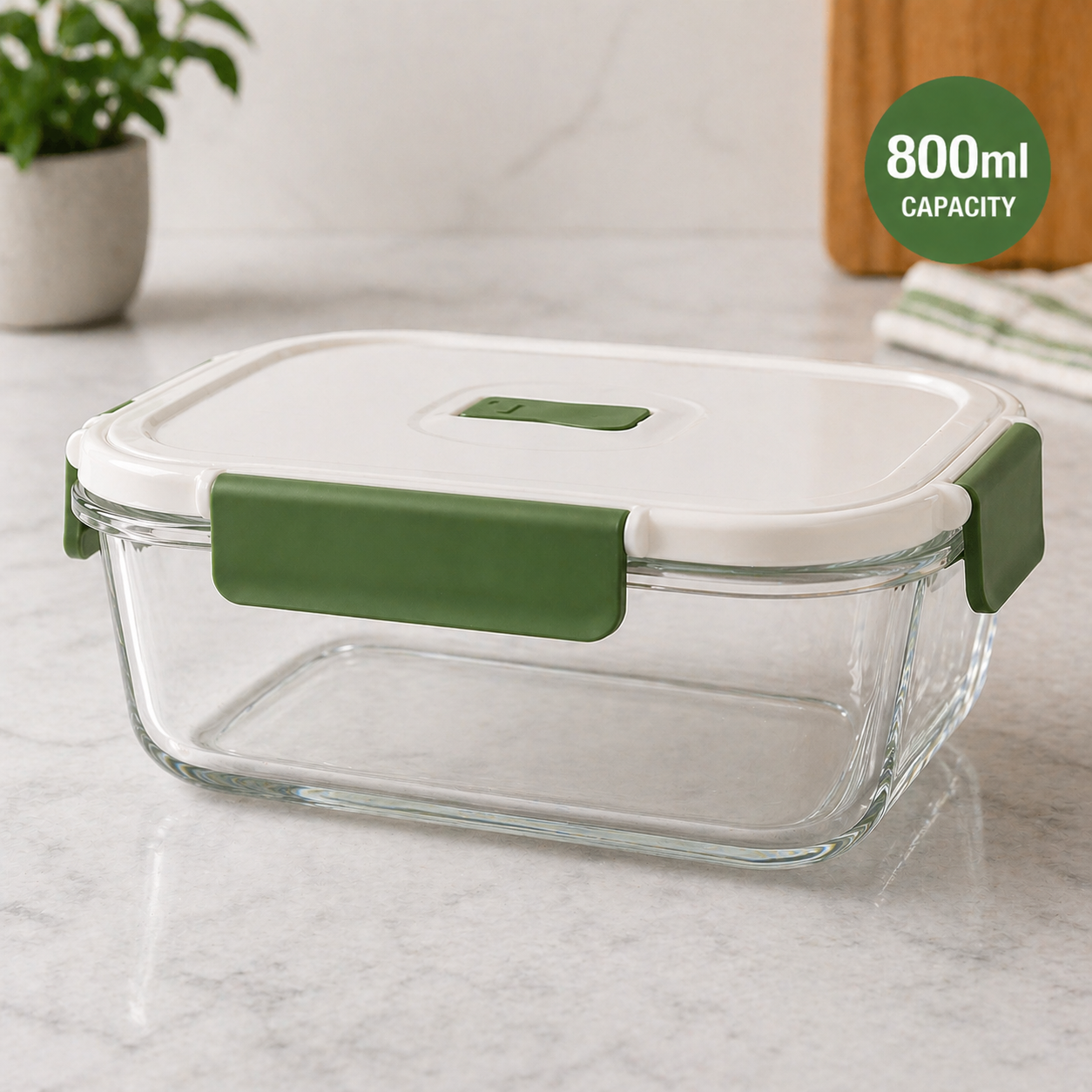 Borosilicate Square Glass Food Container 390ml, 520ml, 800ml