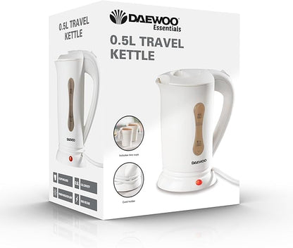 Daewoo 0.5L Travel Plastic Kettle White