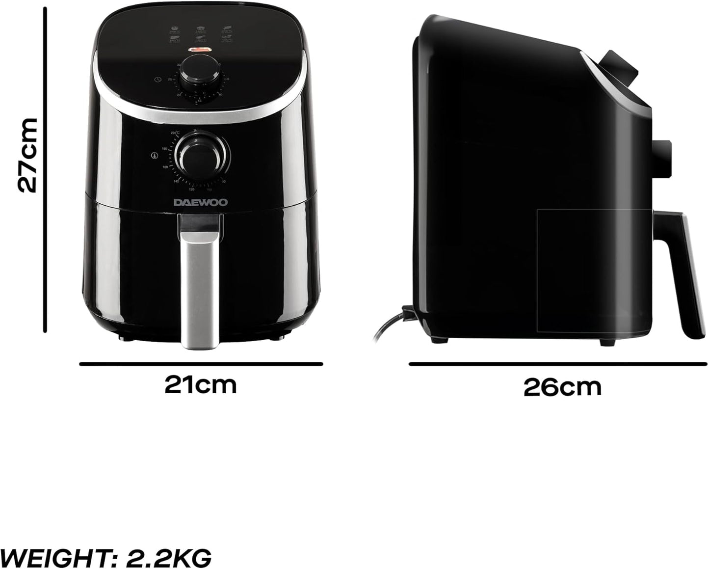 Daewoo 2L Compact Manual Air Fryer