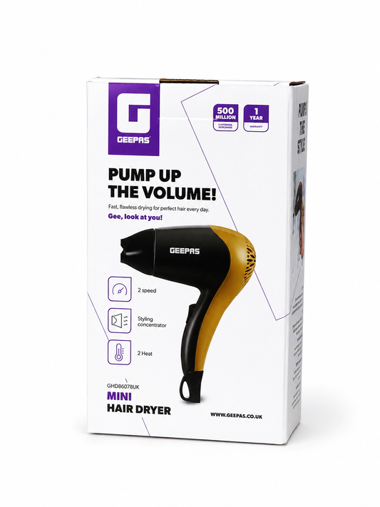Geepas Mini Compact Lightweight Hair Dryer