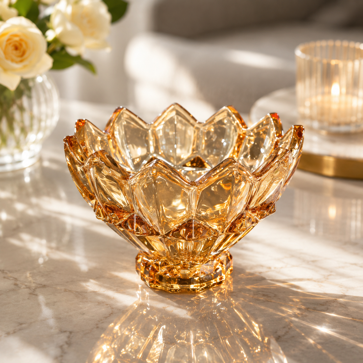 Luxury Black Crystal Glass Dessert Bowl
