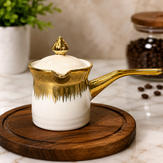 Luxury Ceramic Coffee Pot with Gold Finish