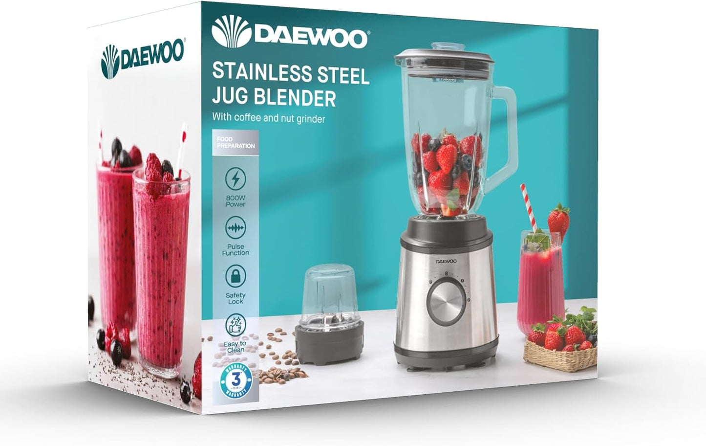 Daewoo 2-in-1 Jug Blender & Grinder – 1500ml Family Blender  Black
