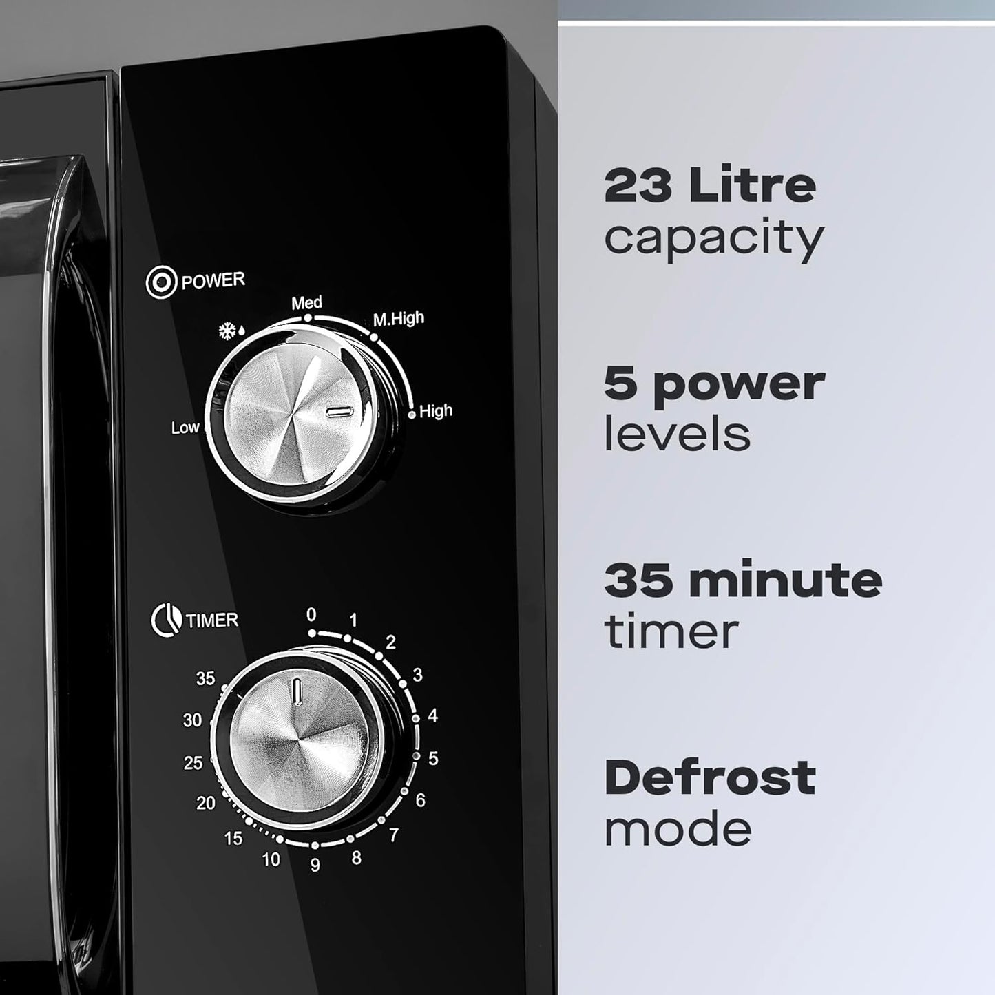 Daewoo 23L 800W Manual Microwave – Black | Extra-Large Capacity
