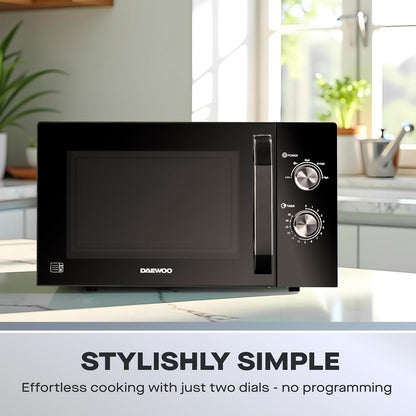 Daewoo 23L 800W Manual Microwave – Black | Extra-Large Capacity