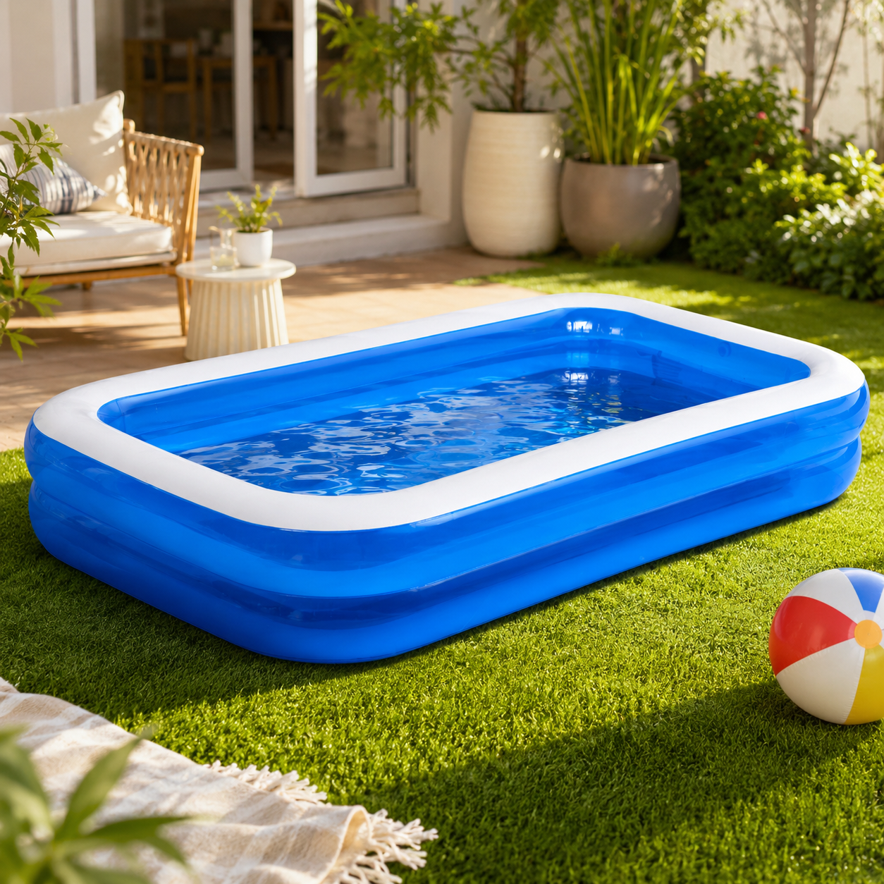 Large Family Inflatable Swimming Pool 262x175x50cm
