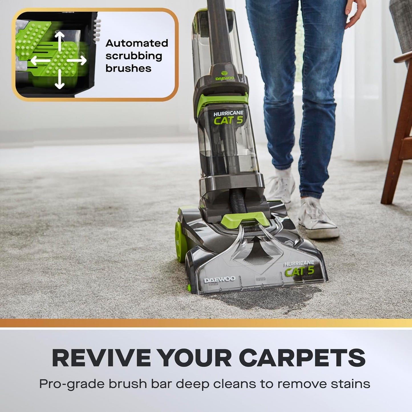 Daewoo Hurricane Cat 5 Upright Carpet Cleaner Washer – 800W