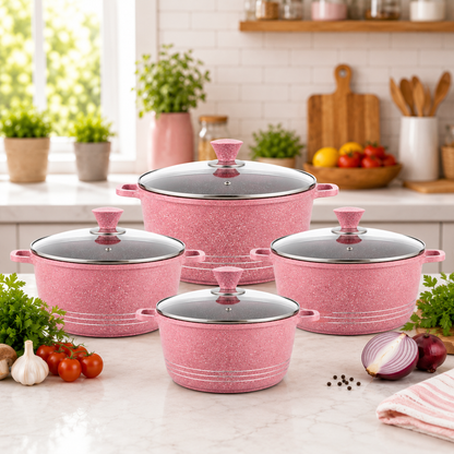 Non-Stick Die-Cast Stockpot Cookware 4Pc Set with Glass Lids